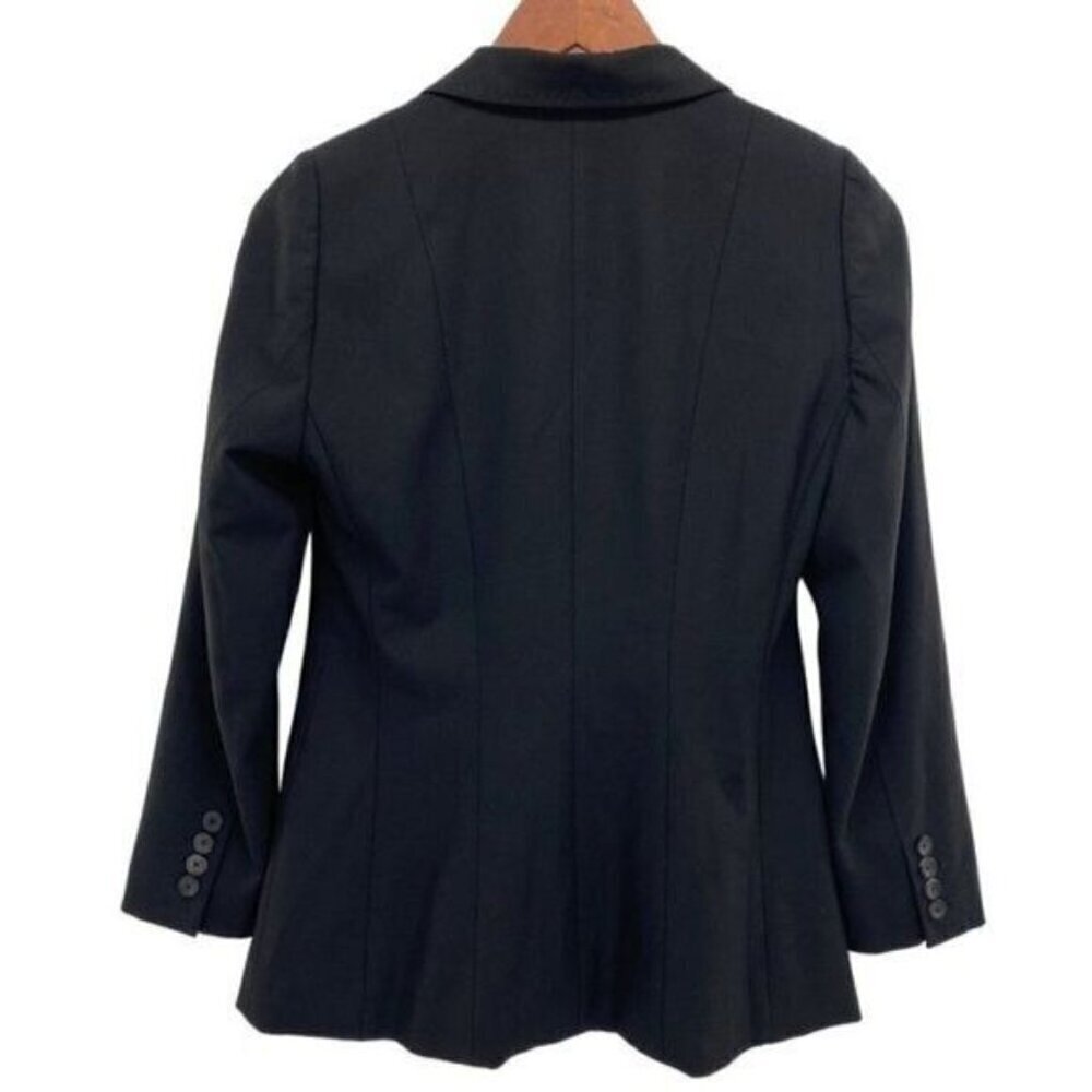 Elie Tahari Womens Black Wool Blend Blazer Relaxed Single Breasted Jacket - Picture 3 of 10
